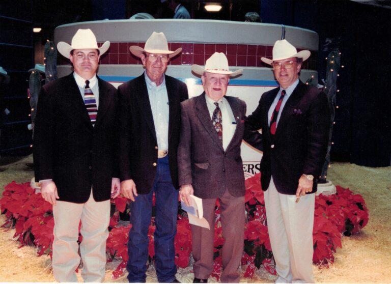 Superior Auction School represented at the 1996 NCHA Futurity Sales. L to R: Jim Ware, Ben Emison, Ike Hamilton, Keith Babb.